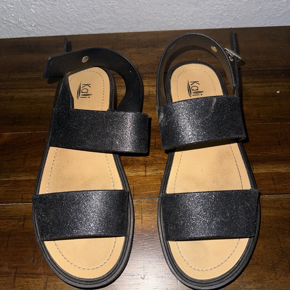 Kali Black Glitter Sandals